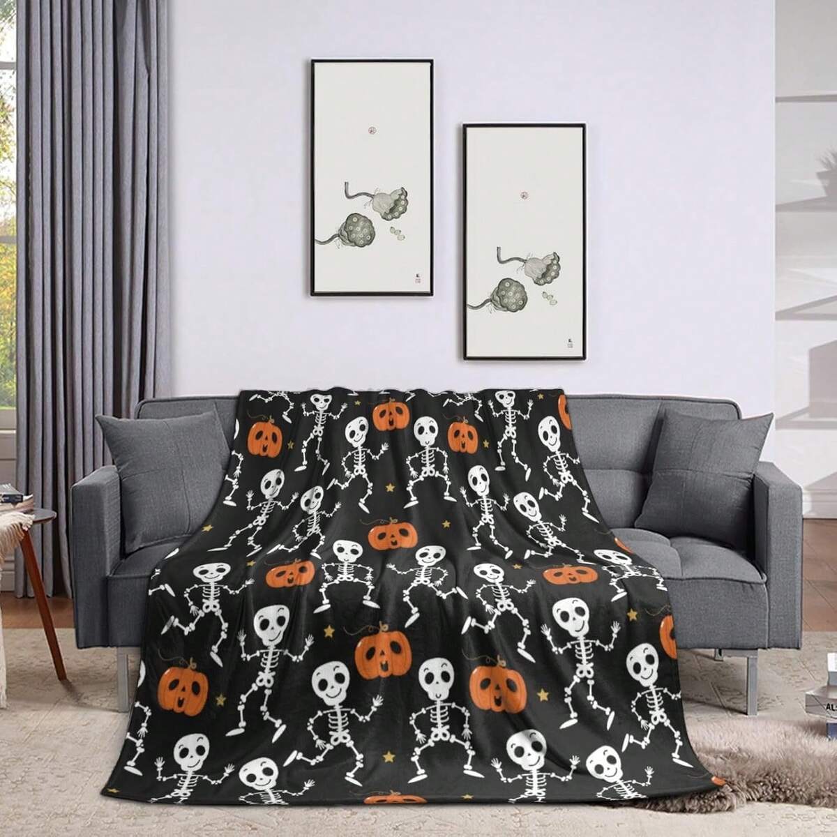 Halloween Ghost Fuzzy Blanket Black White Cute Ghost Boo Throw Blanket Soft Cozy Flannel Blankets For Party Home Bed Sofa Couch Halloween Gift Home Decor
