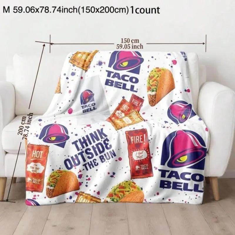 Taco Bell Themed Ultra-Soft Heavyweight Flannel Blanket, Queen Size, Multi-Use Throw for Sofa, Bed & Travel, Quality Home Decoration & Holiday Gift Idea summerwins